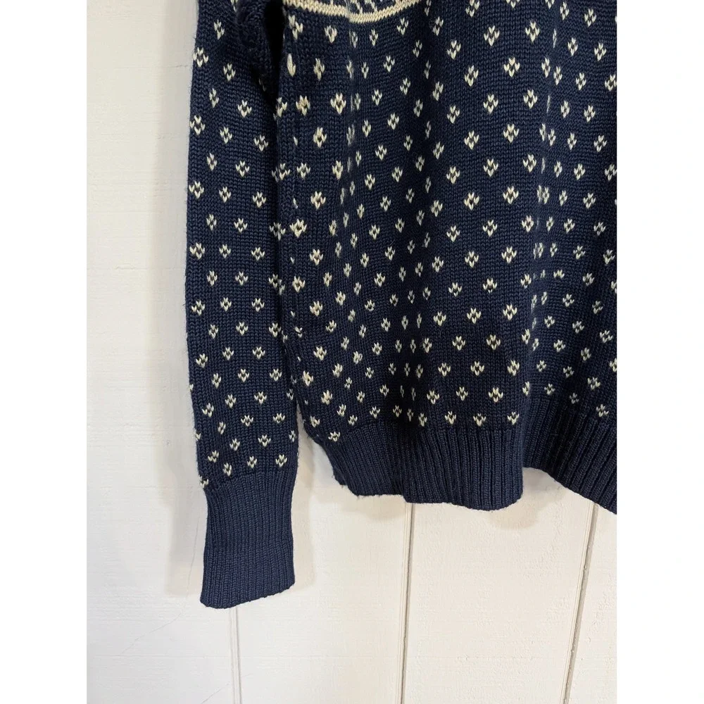 Vintage Old Navy Vintage Reindeer Fair Isle Navy Wool‎ Blend Sweater Holiday